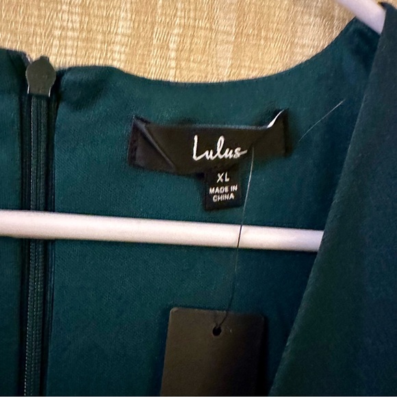 NWT New Lulus Glimpse of Glamour Forest Green Bell Sleeve Bodycon Dress XL - Picture 6 of 8